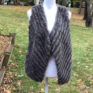 Gray faux fur vest